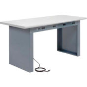Global Industrial 60 x 30 Panel Leg Workbench - Power Apron & Plastic Laminate Safety Edge Top