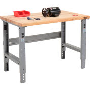 Global Industrial&#153; 48 x 30 Adjustable Height Workbench C-Channel Leg - Maple Square Edge - Gray