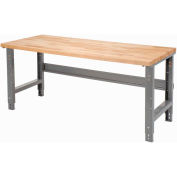 Global Industrial Adjustable Height Workbench, C-Channel Leg, Maple Square Edge, 72"x30", Gray