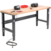 Global Industrial 72x30 Adjustable Height Workbench C-Channel Leg - Birch Square Edge - Black