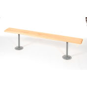 Global Industrial Locker Bench Hardwood Top w/Steel Tube Pedestals, Bolt Down, 72 x 9-1/2 x 17