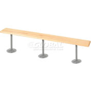 Global Industrial Locker Bench Hardwood Top w/Steel Tube Pedestals, Bolt Down 120 x 9-1/2 x 17
