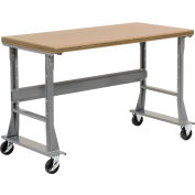 Global Industrial 60 x 30 Mobile Fixed Height Flared Leg Workbench - Shop Top Square Edge Gray