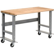 Global Industrial™ 72x30 Mobile Adjustable Height C-Channel Leg Workbench - Maple Safety Edge