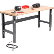 Global Industrial 72x30 Adjustable Height Workbench C-Channel Leg - Maple Safety Edge - Black