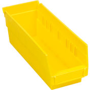 Global Industrial Plastic Nesting Storage Shelf Bin 4-1/8"W x 11-5/8"D x 4"H Yellow - Pkg Qty 24