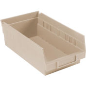 Global Industrial Plastic Nesting Storage Shelf Bin 6-5/8"W x 11-5/8"D x 4"H Beige - Pkg Qty 12
