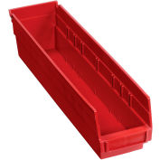 Global Industrial Plastic Nesting Storage Shelf Bin 4-1/8"W x 17-7/8"D x 4"H Red - Pkg Qty 12