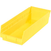 Global Industrial Plastic Nesting Storage Shelf Bin 6-5/8"W x 17-7/8"D x 4"H Yellow - Pkg Qty 12