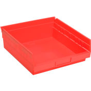 Global Industrial Plastic Nesting Storage Shelf Bin 11-1/8"W x 11-5/8"D x 4"H Red - Pkg Qty 12