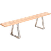 Global Industrial Locker Bench Hardwood Top w/SS Trapezoid Pedestals, Bolt Down 72x9-1/2x17