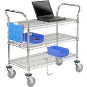 Chrome Heavy-Duty Wire Cart - 72 x 24 x 41, 2 Shelf