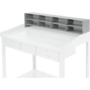 Global Industrial 8 Pigeonhole Compartment Riser for Pucel 48"W Extra-Wide Shop Desk - Gray