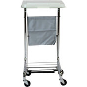 Blickman 2010 Step-On Chrome Hamper with White Poly-Coated Steel Lid