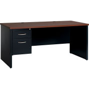 Hirsh Industries&#174; Modular Steel Desk - Single Left Pedestal - 66 x 30 - Black/Walnut