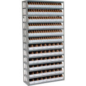 Global Industrial Steel Open Shelving with 144 Corrugated Shelf Bins 13 Shelves - 36x12x73