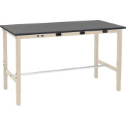 Global Industrial 60 x 30 Lab Workbench Adj. Height - Power Apron - Phenolic Safety Edge Tan