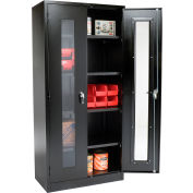 Global Industrial™ Clear View Storage Cabinet Easy Assembly 36x18x78 - Black