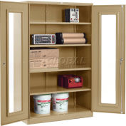 Global Industrial™ Clear View Storage Cabinet Easy Assembly 48x24x78 - Tan