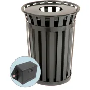 Outdoor Trash Can, Round, Decorative Slatted Sides, 36 Gallon - TRD36- –  Securr™