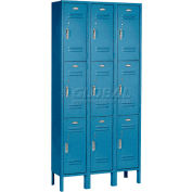Global Industrial Paramount® Triple Tier 9 Door Locker, 12"Wx15"Dx24"H, Blue, Unassembled
