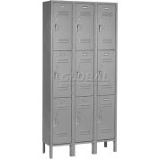Global Industrial Paramount® Triple Tier 9 Door Locker, 12"Wx15"Dx24"H, Gray, Assembled