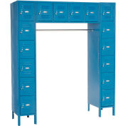Global Industrial 16 Person Box Locker, 12"Wx18"Dx12"H, Blue, Unassembled
