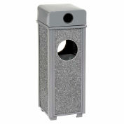 Global Industrial Stone Panel Trash Weather Urn, Gray 2-1/2 Gallon, 10-1/4" Square X 28"H