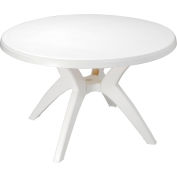 Grosfillex® Ibiza 46" Outdoor Round Resin Table With Umbrella Hole, White