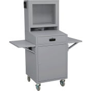 Global Industrial Mobile Security LCD Computer Cabinet Enclosure Complete Bundle, Dark Gray
