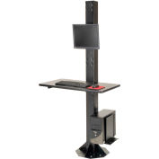 Global Industrial 81"H Stationary Floor Mount Orbit Computer Station Power Outlets Black