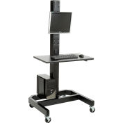 Global Industrial&#8482; Orbit Mobile Computer Cart with VESA Mount and Power Outlets, Black