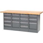Global Industrial&#153; Workbench w/ Maple Square Edge Top & 14 Drawers, 72&quot;W x 24&quot;D, Gray