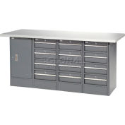 Global Industrial 72"W x 24"D Plastic Top 12 Drawer/1 Cabinet Workbench
