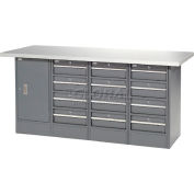 Global Industrial&#153; Workbench w/ Laminate Top, 12 Drawers & 1 Cabinet, 72&quot;W x 24&quot;D, Gray