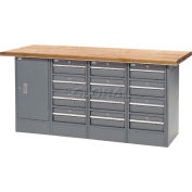 Global Industrial&#153; Workbench w/ Shop Top Square Edge, 12 Drawers & 1 Cabinet, 72&quot;W x 30&quot;D, Gray