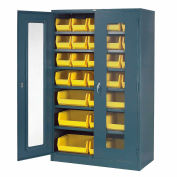 Global Industrial™ Locking Storage Cabinet Clear Door 48x24x78 - 29 Removable Bins Assembled