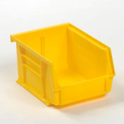 Global Industrial Plastic Stack & Hang Bin, 4-1/8"W x 5-3/8"D x 3"H, Yellow - Pkg Qty 24