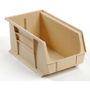 Global Industrial Plastic Stack & Hang Bin, 8-1/4"W x 14-3/4"D x 7"H, Beige - Pkg Qty 12