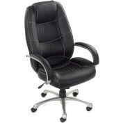 Interion® Executive Office Chair with Arms and Saddle Stitching - Bonded Leather - Black