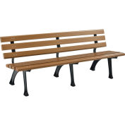 Global Industrial™ 6' Plastic Park Bench With Backrest - Tan