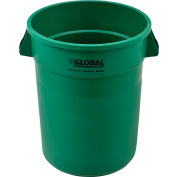 Global Industrial Plastic Trash Container, Garbage Can - 32 Gallon Green