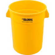 Global Industrial Plastic Trash Container, Garbage Can - 32 Gallon Yellow
