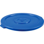 Global Industrial Plastic Trash Container, Garbage Can Lid - 32 Gallon Blue