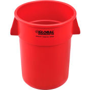 Global Industrial Plastic Trash Container, Garbage Can - 55 Gallon Red