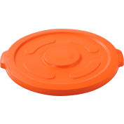 Global Industrial Plastic Trash Container Lid, Garbage Can Lid - 55 Gallon Bright Orange