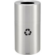 Global Industrial&#153; Aluminum Round Open Top Recycling Can, 35 Gallon, Satin Clear