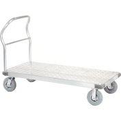 Global Industrial Aluminum Diamond Deck Platform Truck 48x24 1200 Lb. Cap. 8" Pneu. Casters