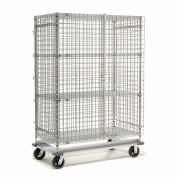Dolly Base Security Truck, Chrome, 18"W x 36"L x 70"H, Rubber, 2 Swivel, 2 Rigid Casters
