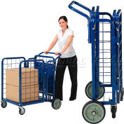 Global Industrial™ Fold-A-Way Stock Cart w/2 Shelves, 750 lb. Cap, 38"L x 28"W x 39"H, Blue